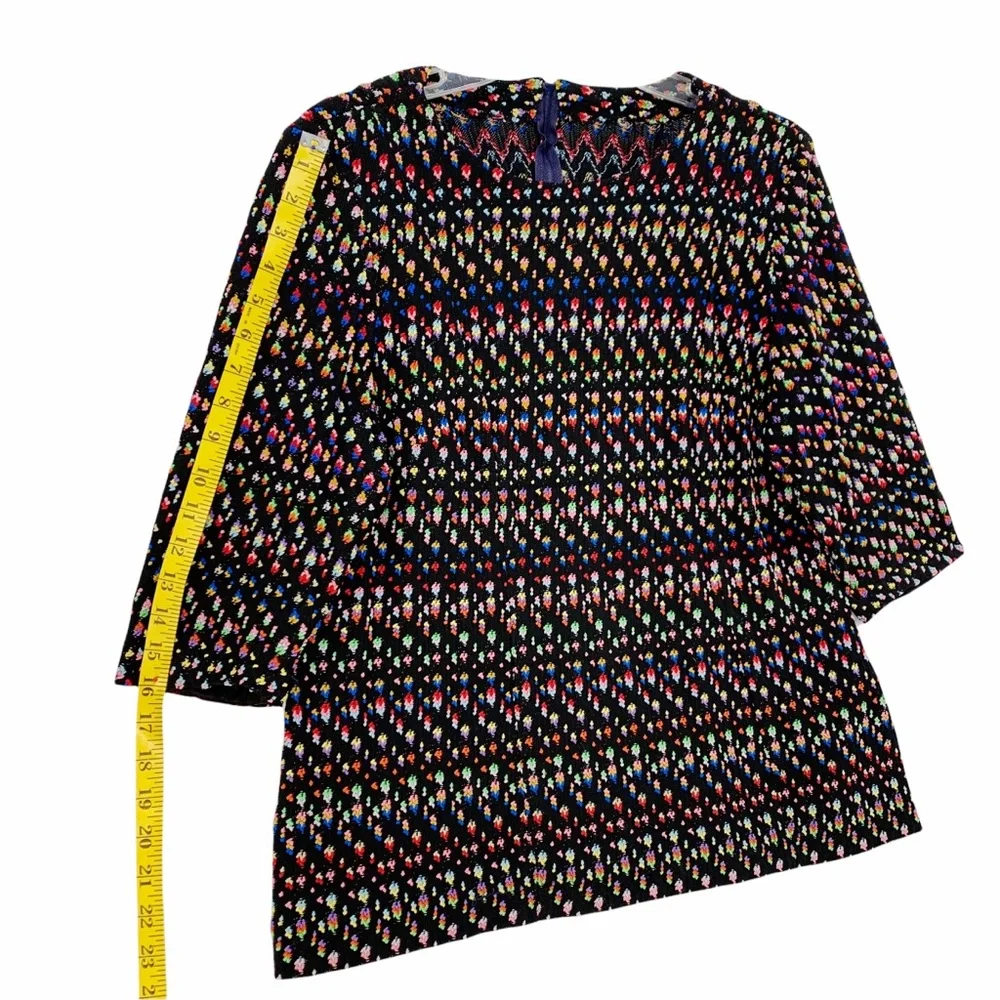 Vintage Handmade Black Zipper Back Shirt with Rainbow Colors Detailing - Picture 8 of 8